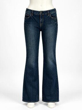 Silver Jeans Dark Wash Womens Bootcut Jeans Size 32/31 Mid Rise Faded Denim